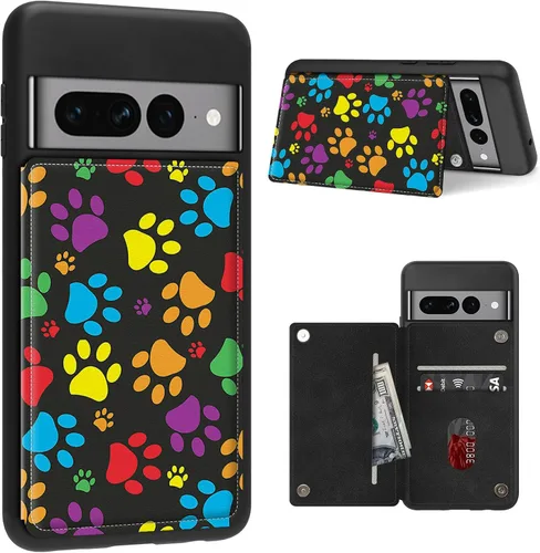 Vista 17 de Funda para Google Pixel 7 Pro con ranura para tarjetero, funda de piel sintética, doble cierre magnético y cubierta duradera de TPU a prueba