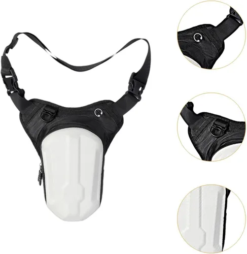Vista 3 de Bolsa de muslo para motocicleta, bolsa de poliuretano termoplástico impermeable, hebilla resistente, correa ajustable para las piernas, cierre