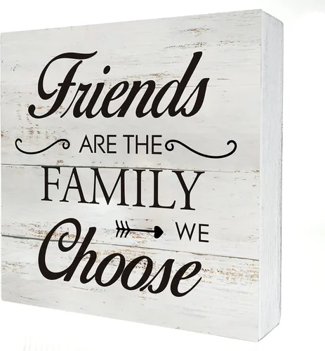 Vista 6 de Kinship Letrero de Caja de Madera Decoración de Escritorio Placa de Bloque de Madera Rústica Letrero de Caja para Decoración de Hogar Sala de Estar