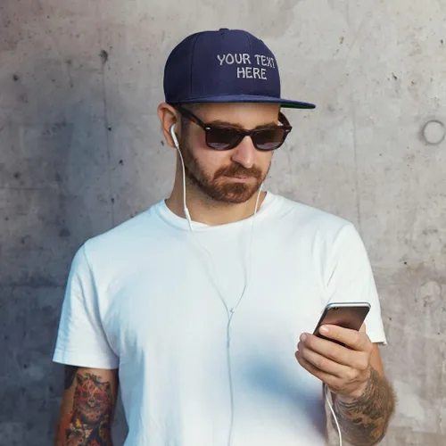 Vista 3 de Sombreros Snapback para hombres y mujeres con texto personalizado y letra plana