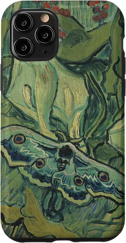 Vista 28 de iPhone 13 gran polilla pavo real de Vincent van Gogh, insecto en una caja de jardín