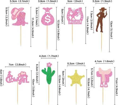 Vista 2 de Ercadio Paquete de 32 adornos para cupcakes Derby Cowboy Cowboy Cowgirl Cupcake Picks Ecuestre Derby Carreras de Caballos Cupcake Toppers Derby Tema