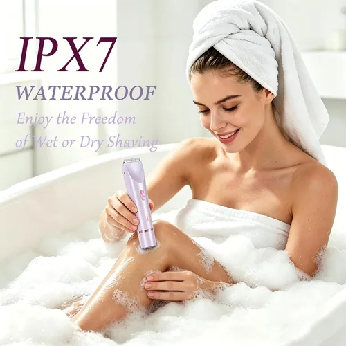 Vista 3 de Bikini Trimmer for Women 2-in-1 Waterproof Electric Shaver,Purple2 Púrpura