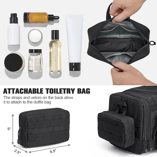 Vista 5 de G4Free Bolsa de lona 3 en 1 para viajes, mochila grande de gimnasio para hombres y mujeres con compartimento para zapatos y bolsillo para ropa