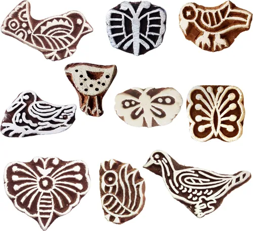 Vista 34 de Sellos de madera artísticos pequeños bloques de impresión de diseño redondo (juego de 10) Htag2151