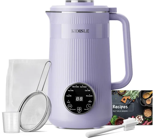Vista 8 de KIDISLE 8 en 1 licuadora para hacer leche de frutos secos, 32oz Soja casera, almendra, avena, coco, bebidas a base de plantas y sin lácteos, máquina