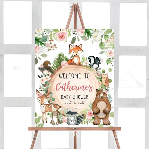 Vista 24 de Señal de bienvenida de animales para baby shower, letrero de baby shower de rey león)*