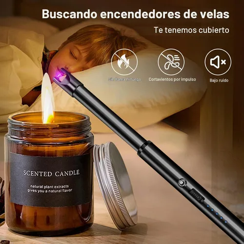Vista 6 de Encendedor de velas eléctrico, resistente al viento, recargable por USB, sin llama, cuello largo, para velas, estufa de gas, chimenea, barbacoa Negro