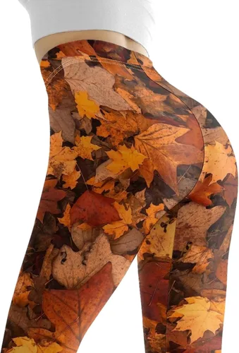 Vista 8 de PZZ BEACH Leggings de yoga de cintura alta, pantalones deportivos largos para acondicionamiento físico con patrón novedoso