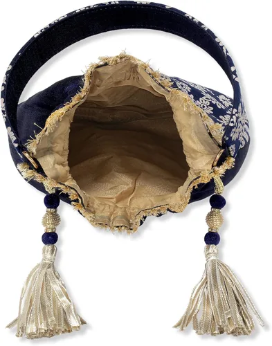 Vista 7 de Aheli Bolso de mano de seda bordada de diseño étnico para mujer (P24)