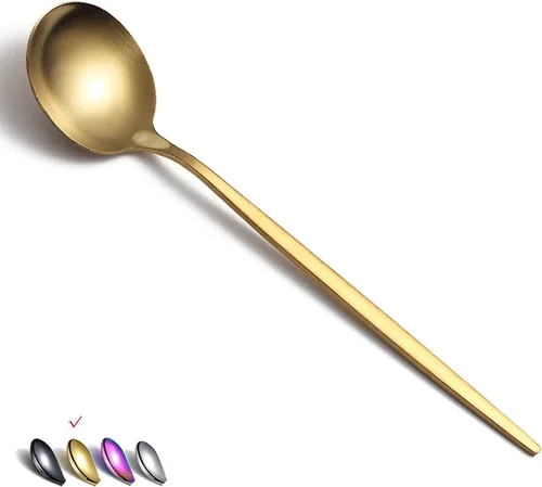 Vista 9 de 6 cucharadas de acero inoxidable Matt Silver, cucharas de sopa y postre de 8.1 pulgadas, aptas para lavavajillas