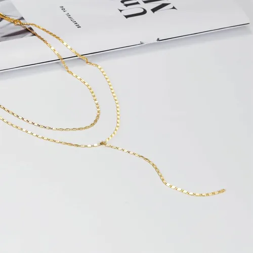 Vista 7 de Lariat - Collar largo de oro para mujer, collares delicados en forma de Y, modernos collares en capas de cadena torcida con cuentas, collares
