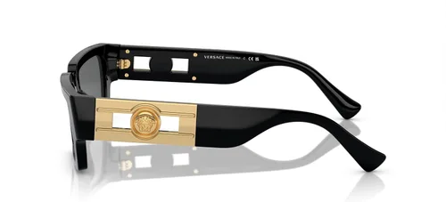 Vista 2 de Versace Gafas de sol unisex con montura Havana, lentes gris oscuro, 2.126 in