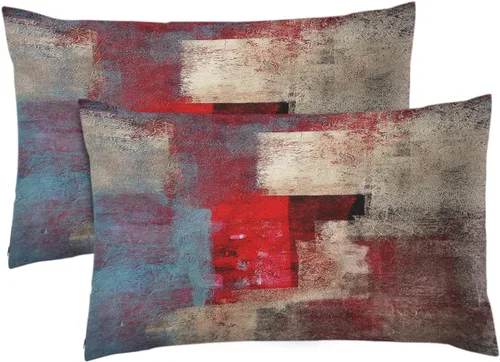 Vista 18 de Emvency Juego de 2 fundas de almohada modernas con pintura abstracta negra, blanca y gris, fundas de almohada decorativas para sofá, decoración