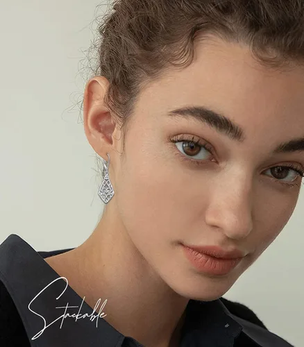 Vista 4 de Aretes colgantes de filigrana con forma de lágrima de plata de ley, regalos de joyería para mujer