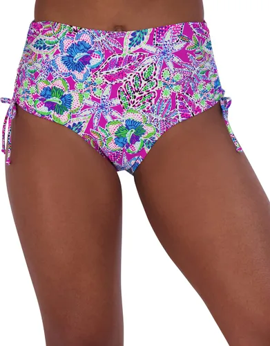 Vista 2 de Conjunto de traje de baño tankini de cuello alto con control de abdomen para mujer, de secado rápido, extraíble, con correa ajustable, con lazo