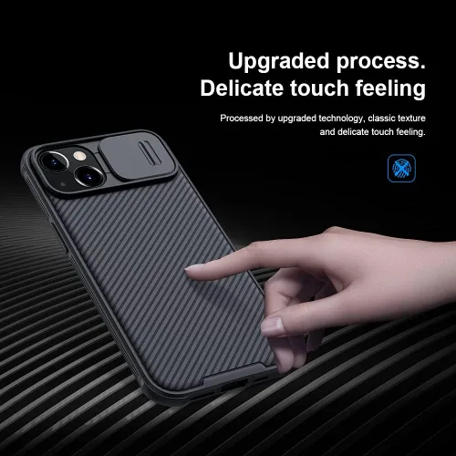 Vista 4 de Mangix Funda para iPhone 13 con Cubierta de Cámara, Ajuste Delgado Funda Protectora de Policarbonato Resistente a Golpes con Cubierta Deslizante