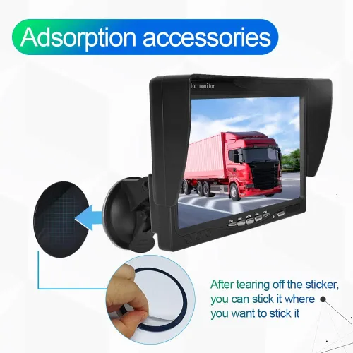 Vista 9 de Hikity Monitor de cámara de respaldo de vehículo de 7 pulgadas, pantalla LCD HD dividida cuádruple, monitor de automóvil para SUV, furgoneta, RV