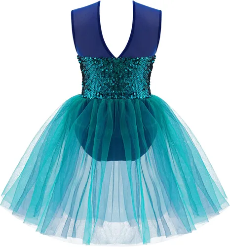 Vista 64 de CHICTRY Vestido tutú de ballet con lentejuelas brillantes para niñas y niñas, moderno disfraz de baile latino de jazz