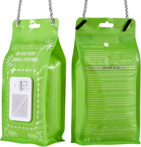 Vista 9 de Lámpara de emergencia con luz de sal de agua, linterna LED alimentada por sal, 50 lúmenes LED linterna de camping para cortes de energía Pesca