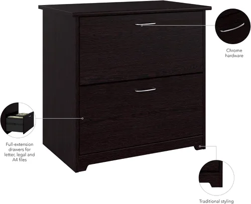Vista 6 de Bush Furniture - Archivador lateral Cabot Collection de 2 cajones con herrajes cromados, elegante archivador para oficina en casa, cartas, archivos