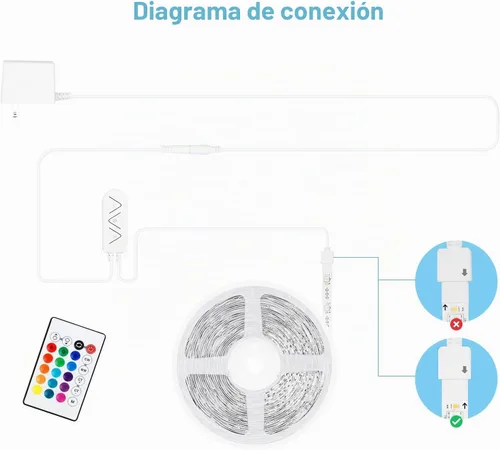 Vista 6 de Tatazone Tiras de luces LED RGBWW con Bluetooth, 5 metros de tiras de luz LED ajustables de blanco 3000K a 6500K + RGB, tiras de luces LED