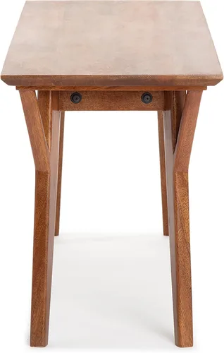 Vista 5 de Finch Stratford - Banco de entrada de mediados de siglo, asiento de madera maciza para comedor o pasillo, diseño rústico moderno de granja, marrón