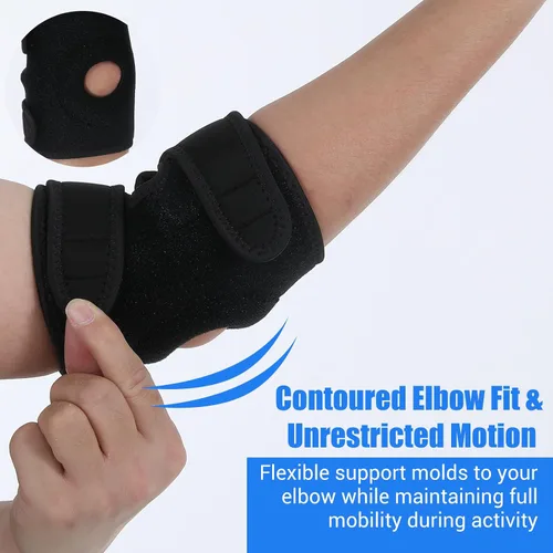 Vista 5 de Codera para tendinitis para hombres, manga de compresión de codo ajustable, codos de túnel cubital, esguinces de lesiones deportivas