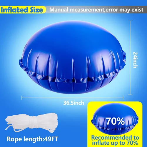 Vista 2 de Sfcddtlg Almohadas de aire de piscina de 4 x 4 pies para piscinas sobre el suelo, almohada redonda de invierno para piscina, almohada de aire