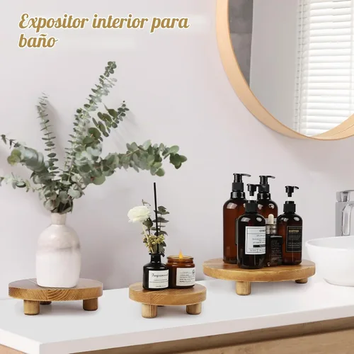 Vista 5 de Soportes de madera para plantas, elevadores de madera para interiores y exteriores para decoración, taburete de madera para mesa del hogar, baño