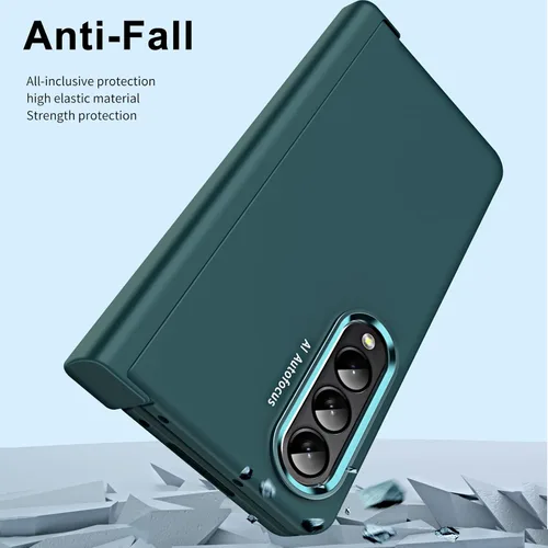 Vista 5 de NINKI Funda compatible con Galaxy Z Fold 4 con protector de pantalla y 2 protectores de lente de cámara, funda de protección de bisagra para Z Fold