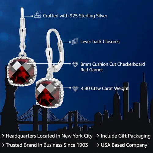 Vista 114 de Gem Stone King Aretes colgantes de plata de ley 925 de 0.315 pulgadas para mujer
