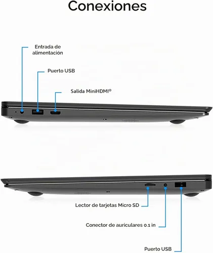 Vista 4 de 15.6" Full HD Intel 4GB RAM 64GB SSD Laptop con Windows 11 - Negro