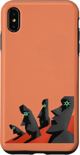 Vista 7 de iPhone 12 mini arte estilizado de esculturas de cabeza de Isla de Pascua. Estuche de arte antiguo