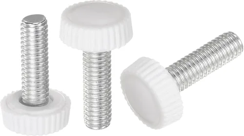Vista 26 de uxcell 20 pomos moleteados de rosca métrica macho M4 x 0.236 in, pomos de sujeción de tornillo de pulgar, mango de plástico con perno roscado