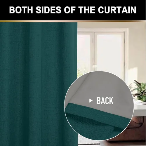 Vista 5 de 100% Blackout Shield Juego de 2 paneles de cortinas opacas de lino de 84 pulgadas de largo, cortinas opacas para dormitorio, aislamiento térmico