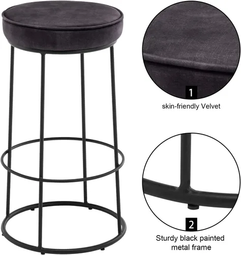 Vista 4 de DUHOME Juego de 2 taburetes de bar, taburete de cocina, taburetes de bar modernos de altura de mostrador, sillas de comedor para desayuno, taburete