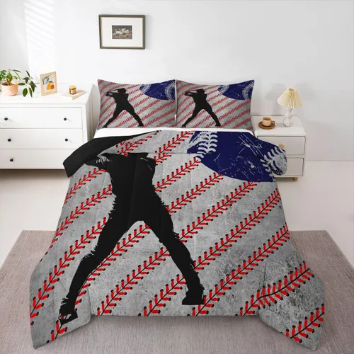 Vista 17 de Juego de ropa de cama de baloncesto para niños y adolescentes, juego de edredón deportivo para niños, tamaño matrimonial, suave, ligero, decoración