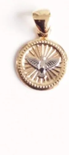 Vista 6 de Collar con medalla del Espíritu Santo de 17,2 pulgadas, cadena chapada en oro de 18 quilates