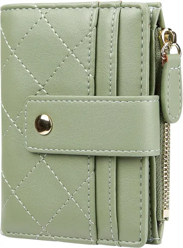 Vista 66 de Cartera de cuero para mujer, pequeña, compacta, plegable, con bolsillo para monedas con cremallera