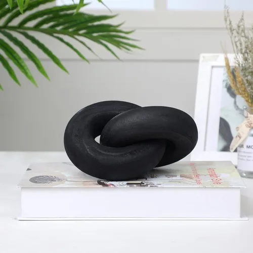 Vista 2 de Yalikop - Decoración de 2 eslabones de madera con nudos, color negro
