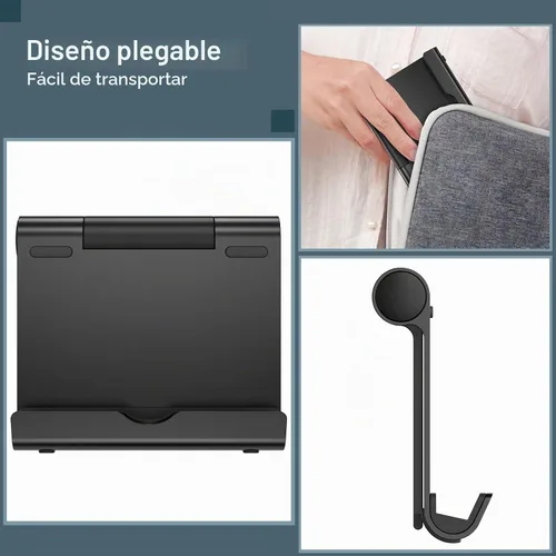 Vista 7 de JETech Soporte para Tablet, Soporte de Escritorio Portátil Ajustable, Base Plegable para iPad/iPad Pro/Air/Mini, Galaxy Tab A8/A7 Lite/A7/S8/S7