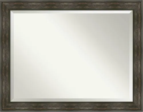 Vista 64 de Amanti Art Espejo de baño marrón para sobre lavabo, espejo rectangular de 24x20 Caleb Brown para tocador, marco rústico pequeño de estilo campestre