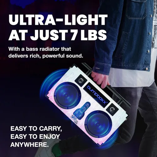 Vista 3 de Bumpboxx Ultra Plus Retro Boombox con altavoces Bluetooth, Boombox de la vieja escuela hasta 12 horas de reproducción y emparejamiento estéreo TWS