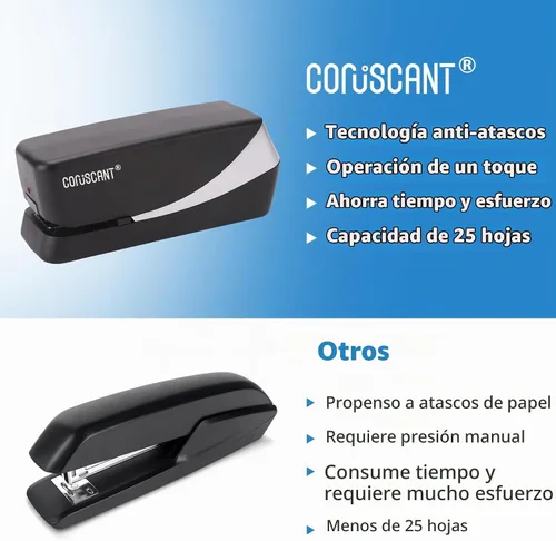 Vista 6 de Coruscant - Engrapadora eléctrica, 25 hojas, sin atascos, engrapadoras Plateado