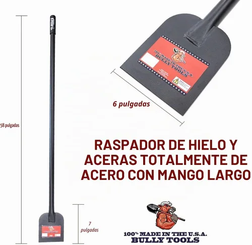 Vista 2 de Bully Tools - Rascador de hielo de acero calibre 11, mango largo, fabricado en Estados Unidos