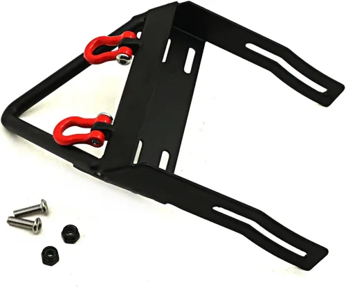 Vista 3 de Parachoques delantero de acero con 2 grilletes de montaje de cabrestante para 1/10 Axial SCX10 RC Modelo Crawler Car #A