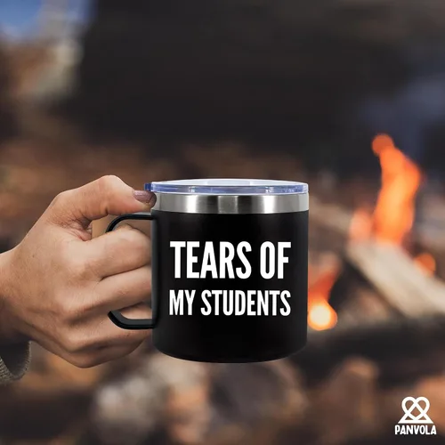 Vista 6 de Tears Of My Students - Taza térmica de 14 onzas con tapa de asa para profesores, regalos para profesores de estudiantes, para graduación, día