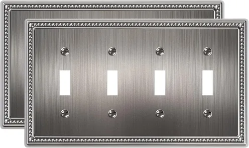 Vista 100 de Paquete de 2 cubiertas de placa de interruptor de luz de doble palanca, cubiertas decorativas de placa de doble interruptor Pearls, placa de pared