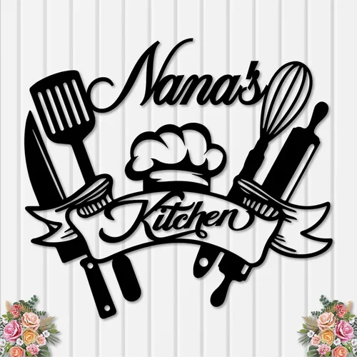 Vista 8 de Letrero de metal personalizado con nombre personalizado para cocinero de restaurante, letreros de monograma para cocina casera, regalo